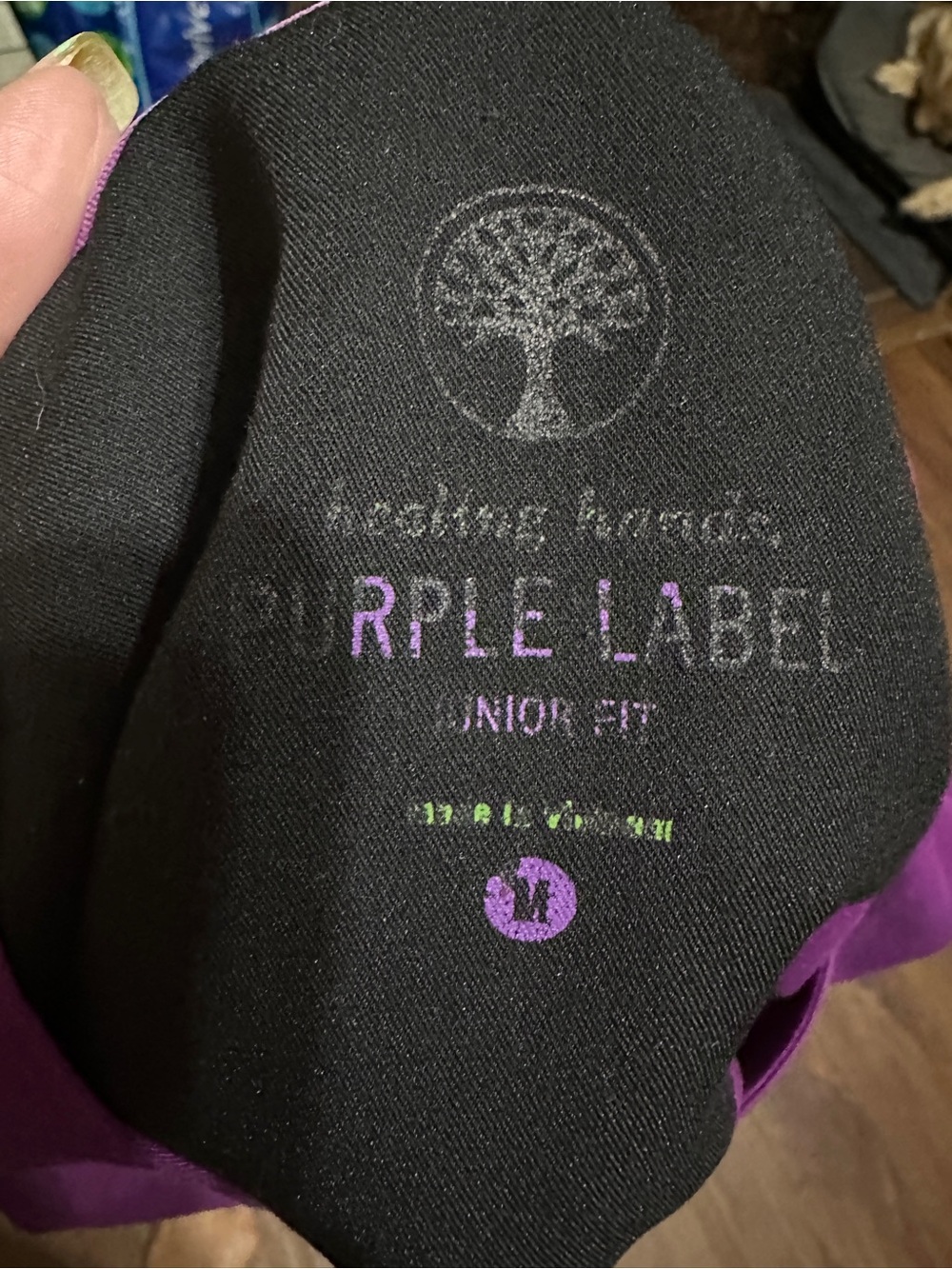 Purple Label by Healing Hands Women's Purple Medium Scrub Top & Bottoms - Picture 4 of 8